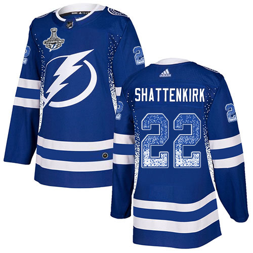 Adidas Tampa Bay Lightning Men #22 Kevin Shattenkirk Blue Home Authentic Drift Fashion 2020 Stanley Cup Champions Stitched NHL Jersey